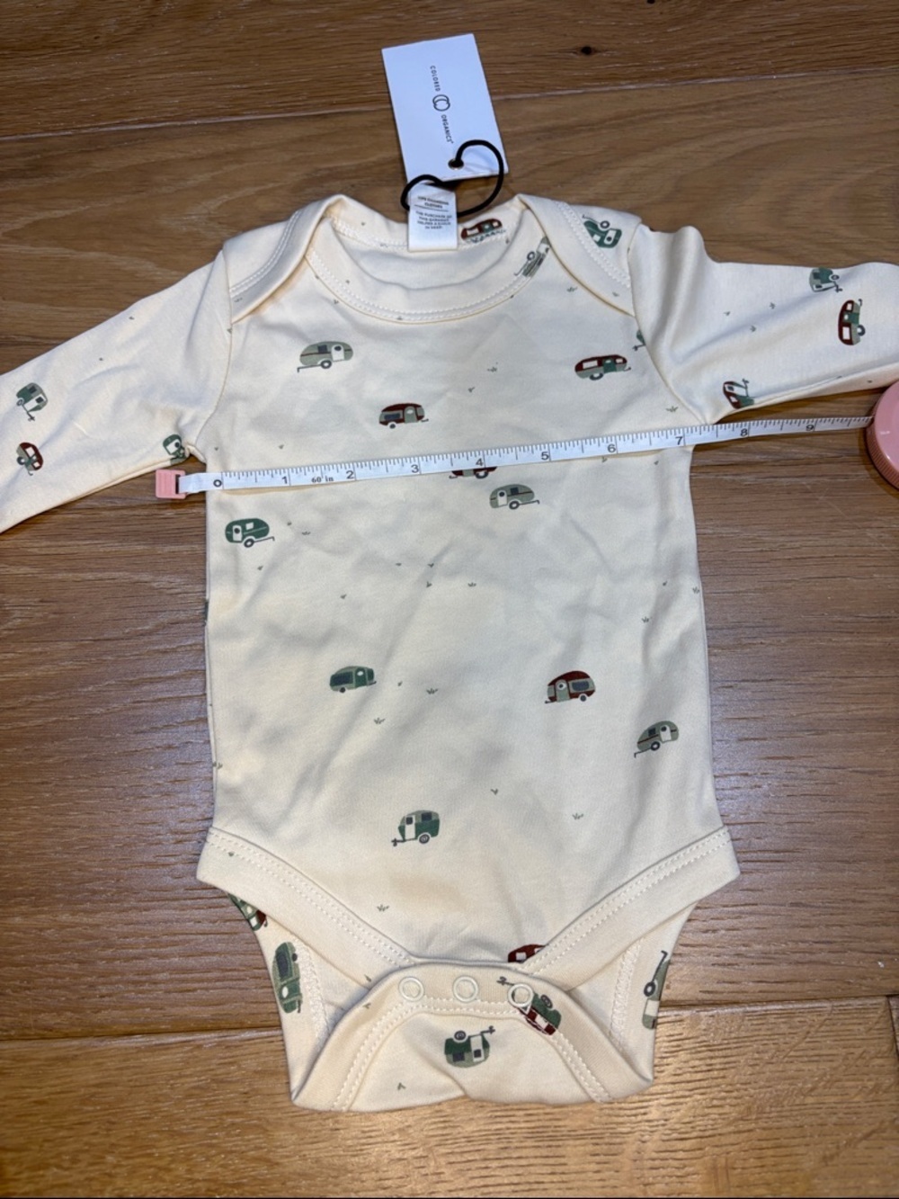 Colored Organics Baby Cream Camper Print Bodysuit - Cozy Long Sleeve 0-3m - Picture 9 of 9